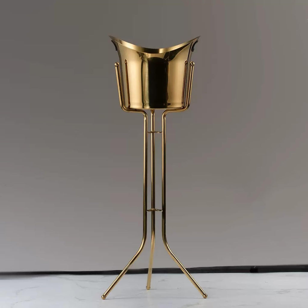 Portable Ice Bucket with Stand Stainless Steel Floor Wine Bar Vertical Cooler for Indoor and Outdoor Party