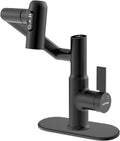Lefton Rotatable Bathroom Faucet BF2204 with 6' Cover Plate FCP2202, Matte Black