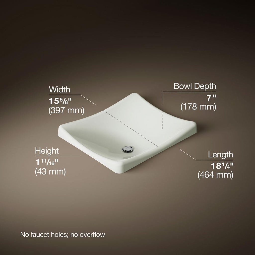Kohler K-2833-NY DemiLav Rectangular AboveCounter Single Bowl Bathroom Sink Dune