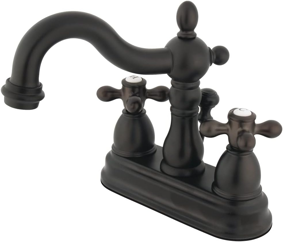 Kingston Brass KB1605AX Heritage 4-Inch Centerset Lavatory Faucet with Metal Cross Handle, Oil Rubbed Bronze , Oil-Rubbed Bronze