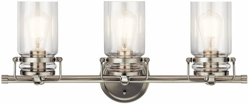3 Light Vanity Light Approved for Damp Locations with Vintage Industrial Inspirations 10 inches Tall by 24 inches Wide-Champagne Bronze Finish 147-Bel-4763250