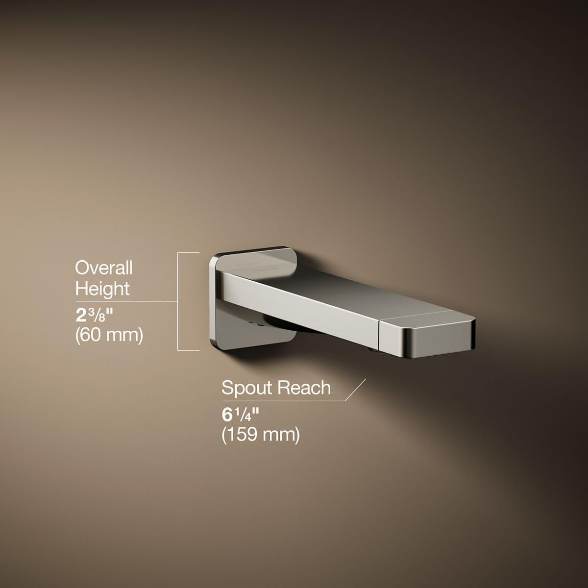 Kohler 23510-SN Parallel® Wall-Mount Bath spout, Vibrant Polished Nickel