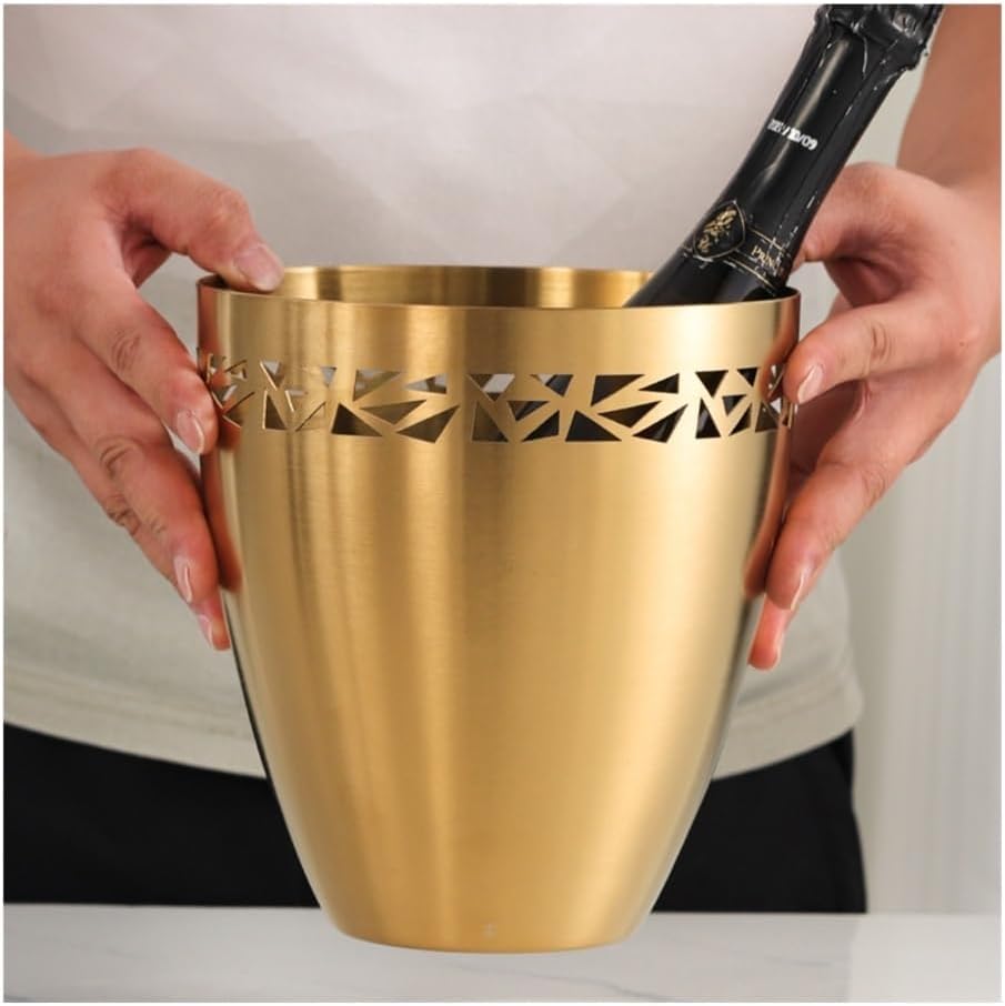 Ice Bucket, Stainless Steel Ice Bucket Home Wine Cooling Bucket - Party Outdoor Champagne Wine Chilling Bucket Ice Buckets For Parties(Silver)