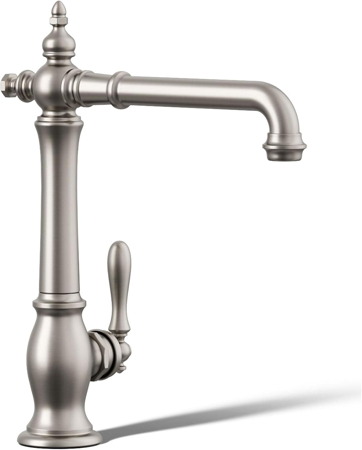 KOHLER K-99266-VS Artifacts Single-Hole Kitchen Sink Faucet with 13-1/2 In. Swing Spout and Victorian Spout Design, Vibrant Stainless