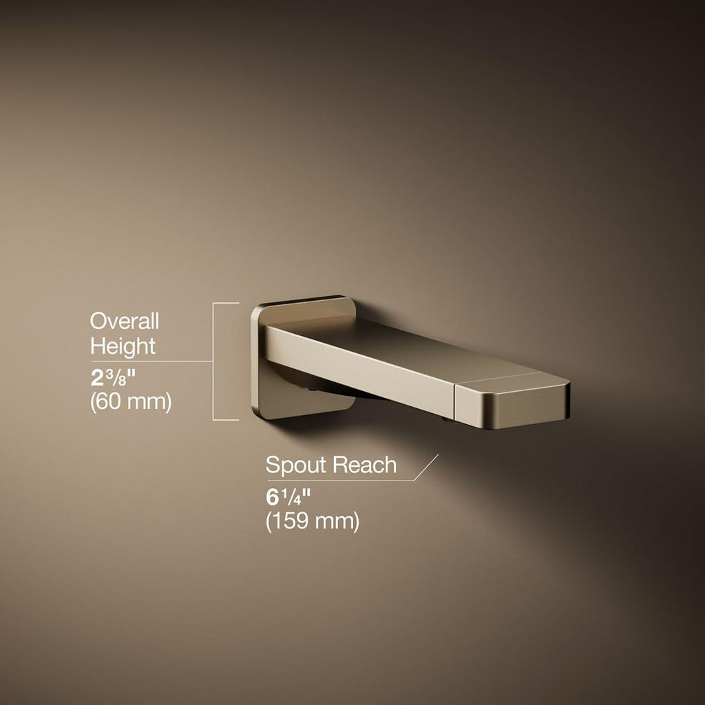 Kohler 23510-BV Parallel® Wall-Mount Bath spout, Vibrant Brushed Bronze