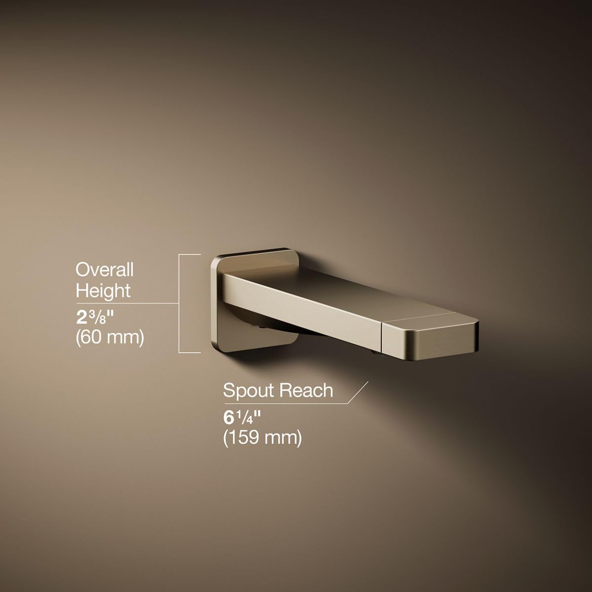 Kohler 23510-BV Parallel® Wall-Mount Bath spout, Vibrant Brushed Bronze