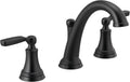Delta Woodhurst Matte Black Bathroom Faucet 3 Hole, 8 Inch Widespread Bathroom Sink Faucet for Vanity, Metal Push-Pop Drain Assembly, Matte Black 3532LF-BLMPU