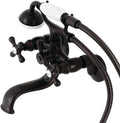 Kingston Brass KS225ORB Kingston Wall Mount Clawfoot Tub Faucet with Hand Shower, Oil Rubbed Bronze