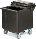 Carlisle FoodService Products Cateraide Tall Ice Caddy, Insulated Ice Carrier with 4 Swivel Casters for Catering, Bar, and Restaurants, Plastic, Holds 125 Pounds, Black