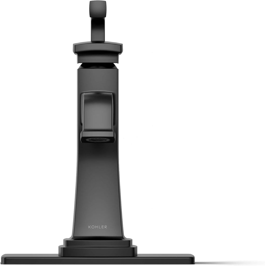KOHLER K-27400-4K-BL Riff Single-Handle Bathroom Sink Faucet, Single-Hole Faucets with Clicker Drain, 1.0 GPM, Matte Black