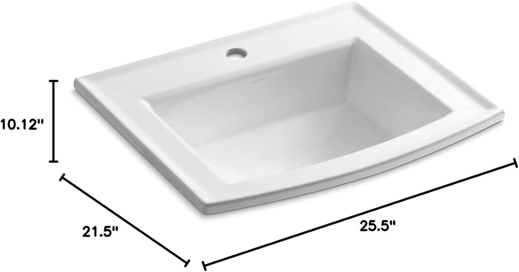 Kohler 2356-1-0 Archer® 22-3/4' rectangular drop-in bathroom sink, White