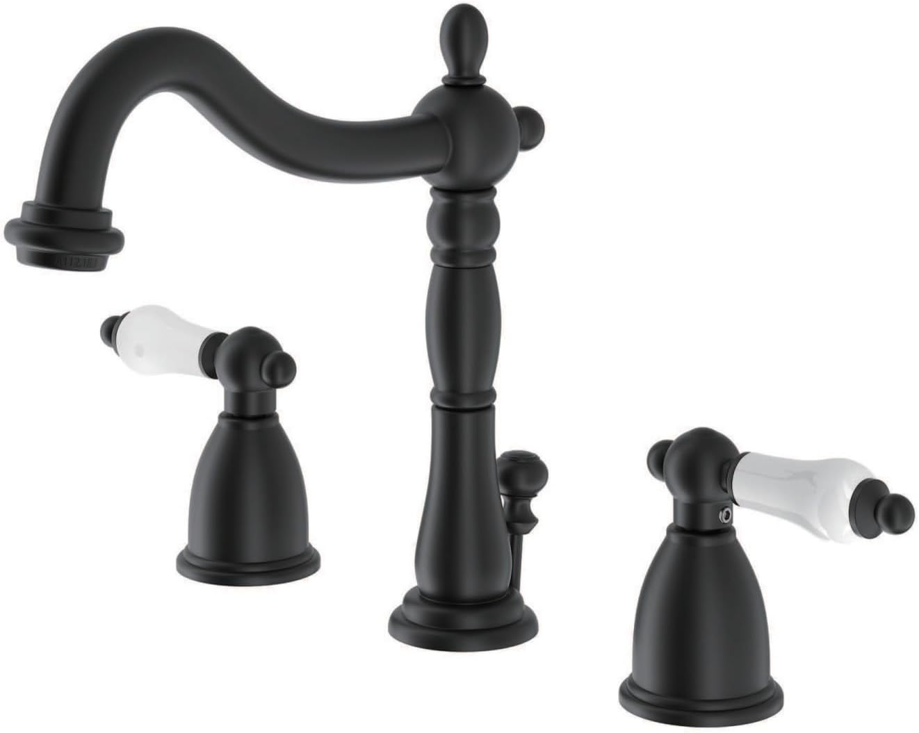 Kingston Brass KB1970PL Kb1970Pl Heritage 8' Widespread Lavatory Faucet With Brass Pop-Up, 6-1/2' In Spout Reach, Matte Black
