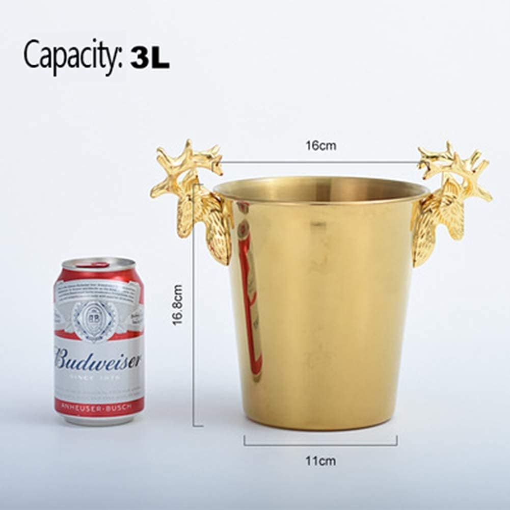 Ice Bucket, Ice Cube Storage Large Metal Champagne Ice Bucket, Stainless Steel Plated Ice Bucket Retro Ice Bucket Suitable for Beer, Wine and Cocktail Parties/Gold/s