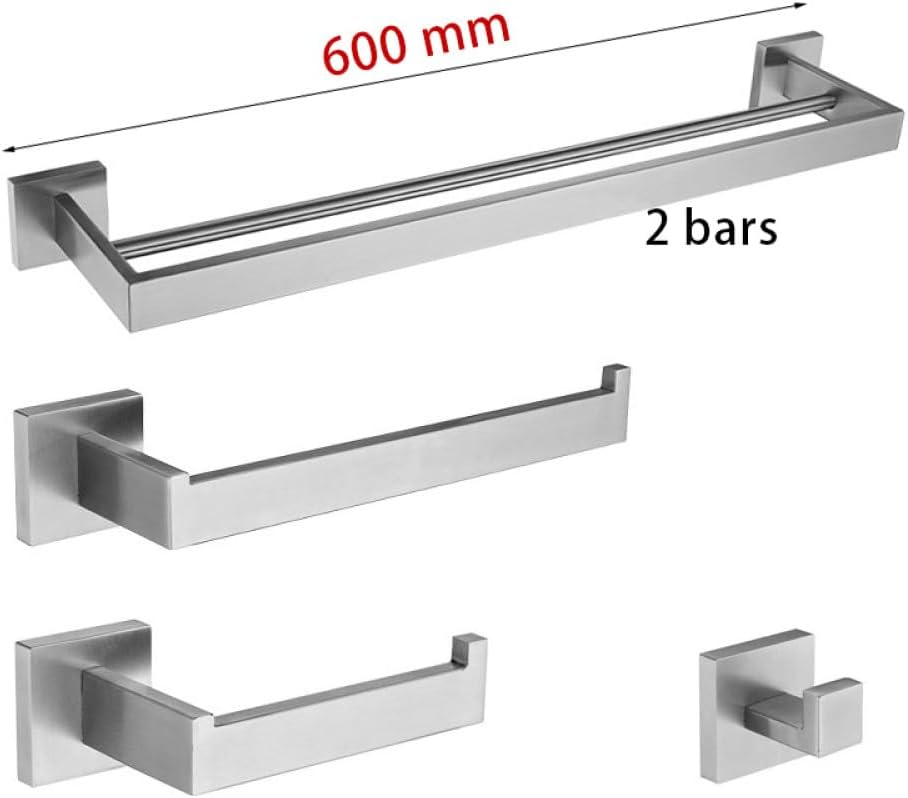 Stainless Steel Bathroom Accessories Brushed Nickel Towel Rack Toilet Paper Holder Towel Bar Hook Toilet Hardware,2 Bars Set 60,