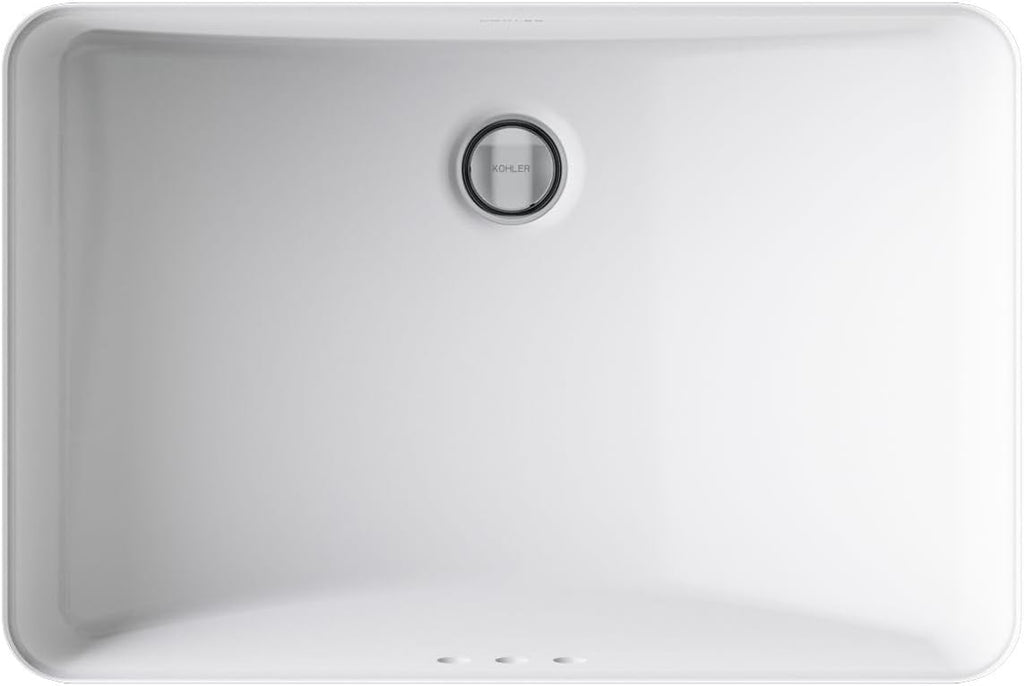 KOHLER 2214-0 Ladena Rectangular Undermount Bathroom Sink With Curved Bottom, 20-7/8' W X 14-3/8' L, White