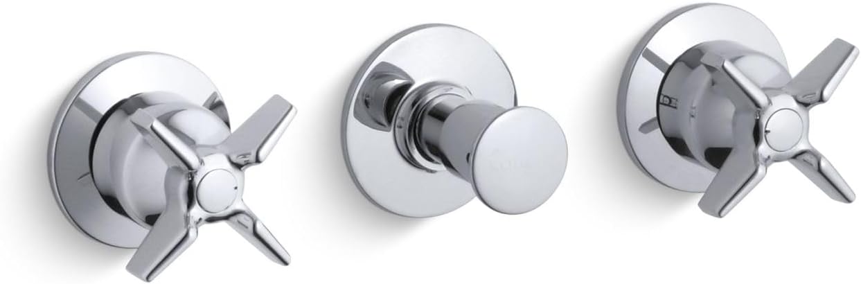 Triton Wall-Mount Valve Trim with Push Button Diverter and Cross Handles, Requires Valve