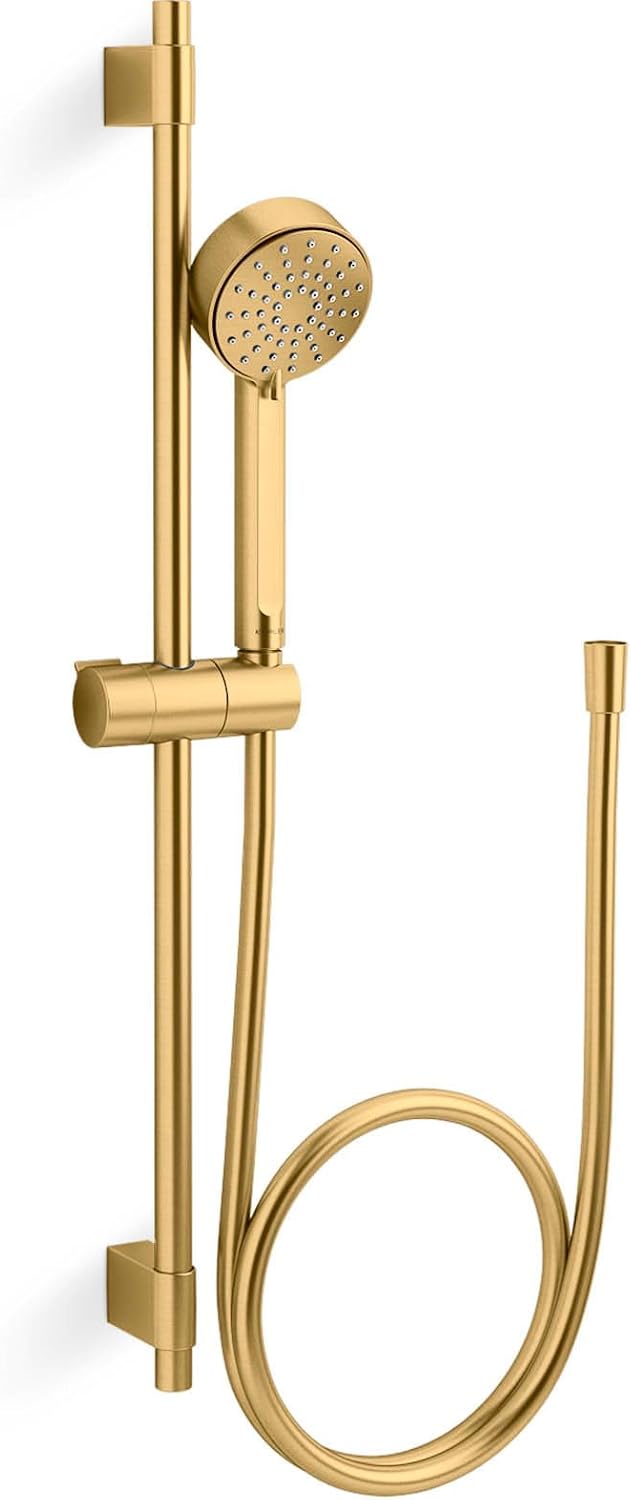 KOHLER K-35331-Y-2MB Elate® 28' Three-Function Handshower Kit, 2.5 GPM, Ergonomic Grip, Shower Head with Handheld, Durable Construction, Vibrant Brushed Moderne Brass