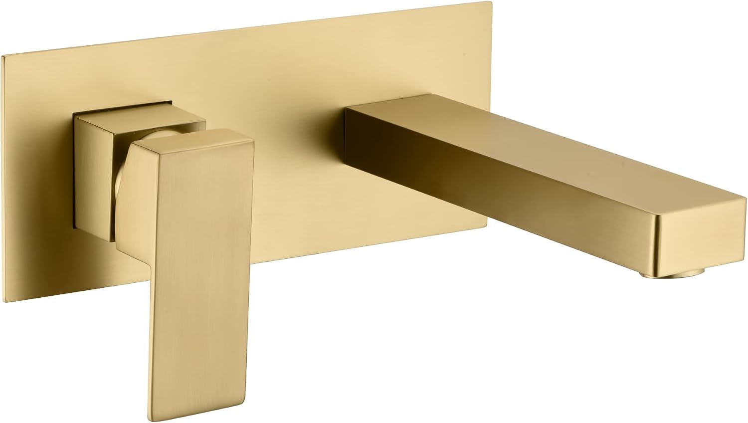 sumerain Wall Mount Bathroom Sink Faucet Brushed Gold and Rough in Valve Included, Left-Handed Single Handle