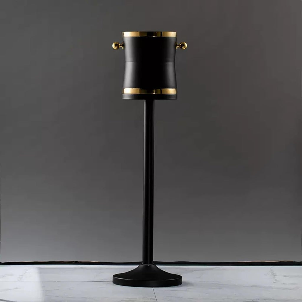 Ice Buckets for Parties, Luxurious Large Stainless Steel Champagne Bucket with Tall Stand, Matte Black Finished, 27.1 Inches Tall,for Home,Guest Rooms and Bar
