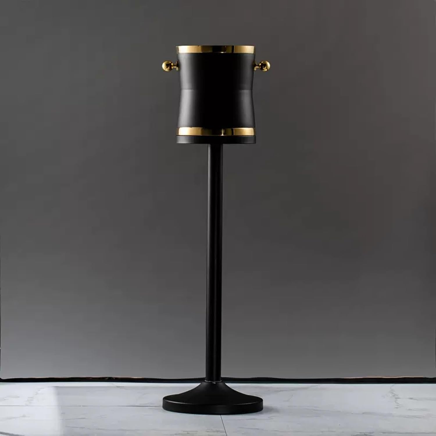 Ice Buckets for Parties, Luxurious Large Stainless Steel Champagne Bucket with Tall Stand, Matte Black Finished, 27.1 Inches Tall,for Home,Guest Rooms and Bar