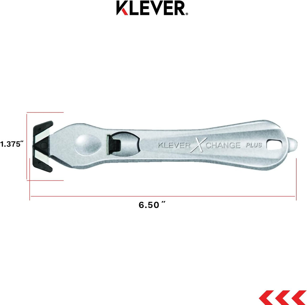 Klever X-Change PLUS box cutter w/Narrow Cut, Utility Knife, Carbon Steel Blade, Lightweight Ergonomic Magnesium Handle, 10/pk (PLS-300XC-20)