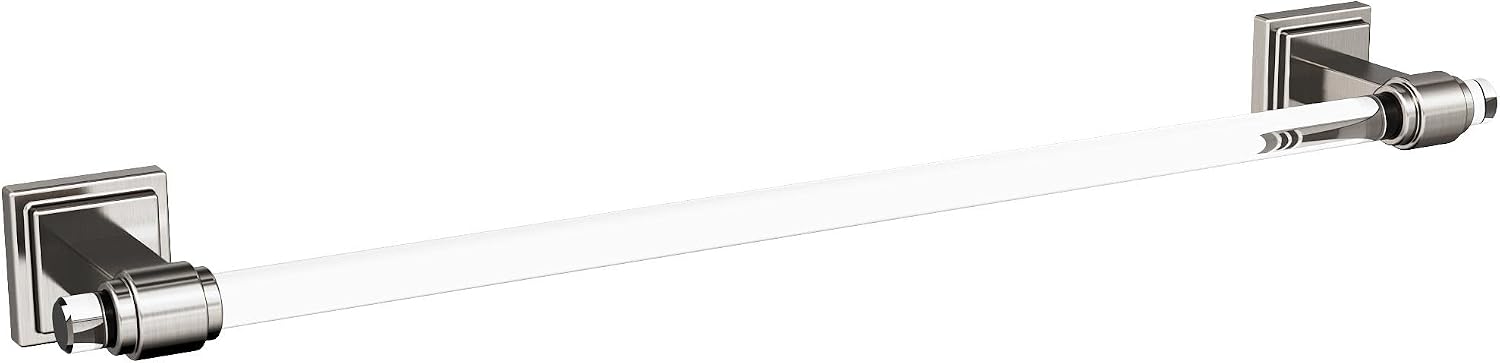 Amerock | Clear/Brushed Nickel | Glacio |Towel Bar | 24 inch (610 mm) | 4 Piece | Bathroom Accessories Set