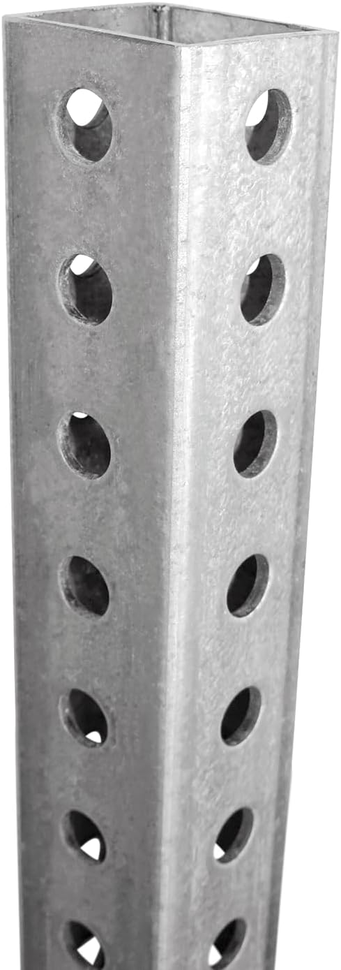 SmartSign Square Sign Post - 8 Feet Tall and 2' Wide Galvanized Steel Post, 7/16 Inch Diameter Mounting Holes, Made in USA