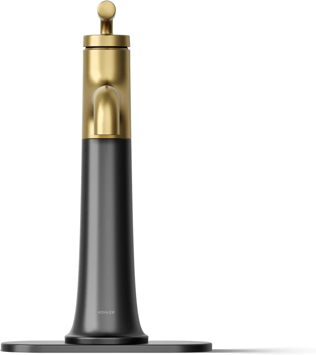KOHLER 26437-4N-BMB Tone K-26437-4N-BMBTONE Tall Single Control Bathroom FCT, Matte Black with Moderne Brass