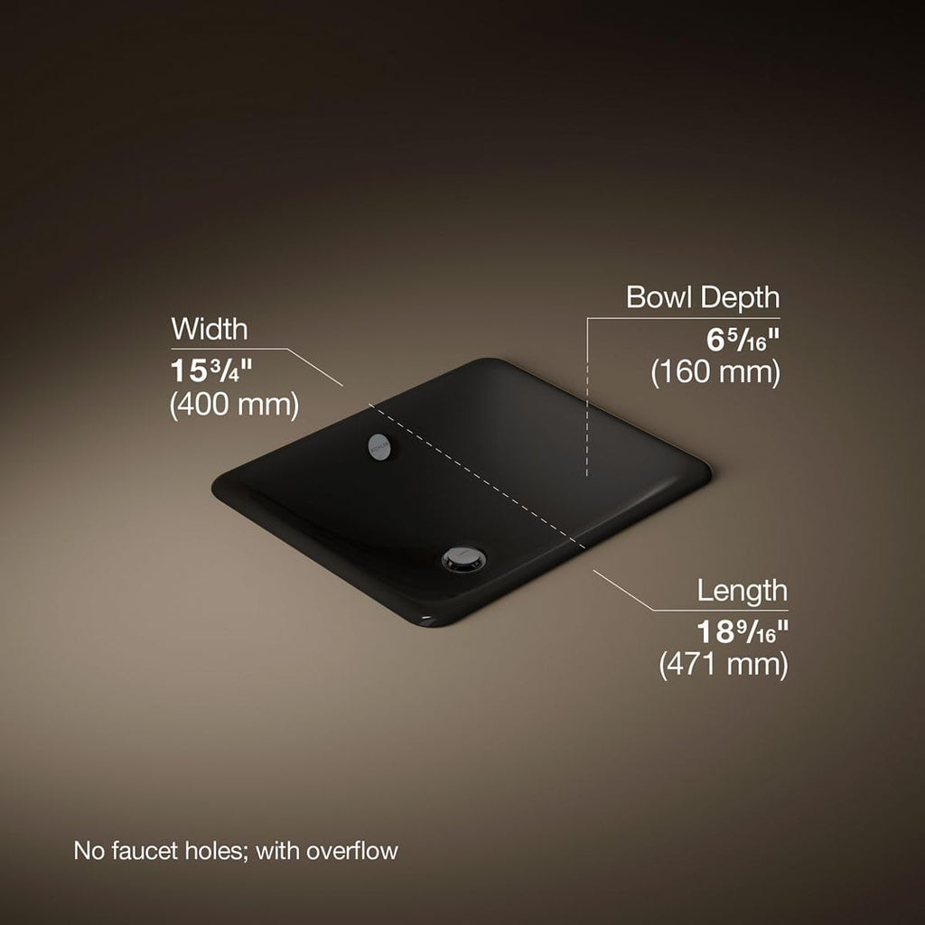 KOHLER 5400-7 Iron Plains Dual-Mount Bathroom Sink, Black