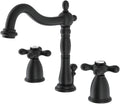Kingston Brass KB1970AX Heritage 8' Widespread Lavatory Faucet with Brass Pop-Up, 6-1/2' in Spout Reach, Matte Black