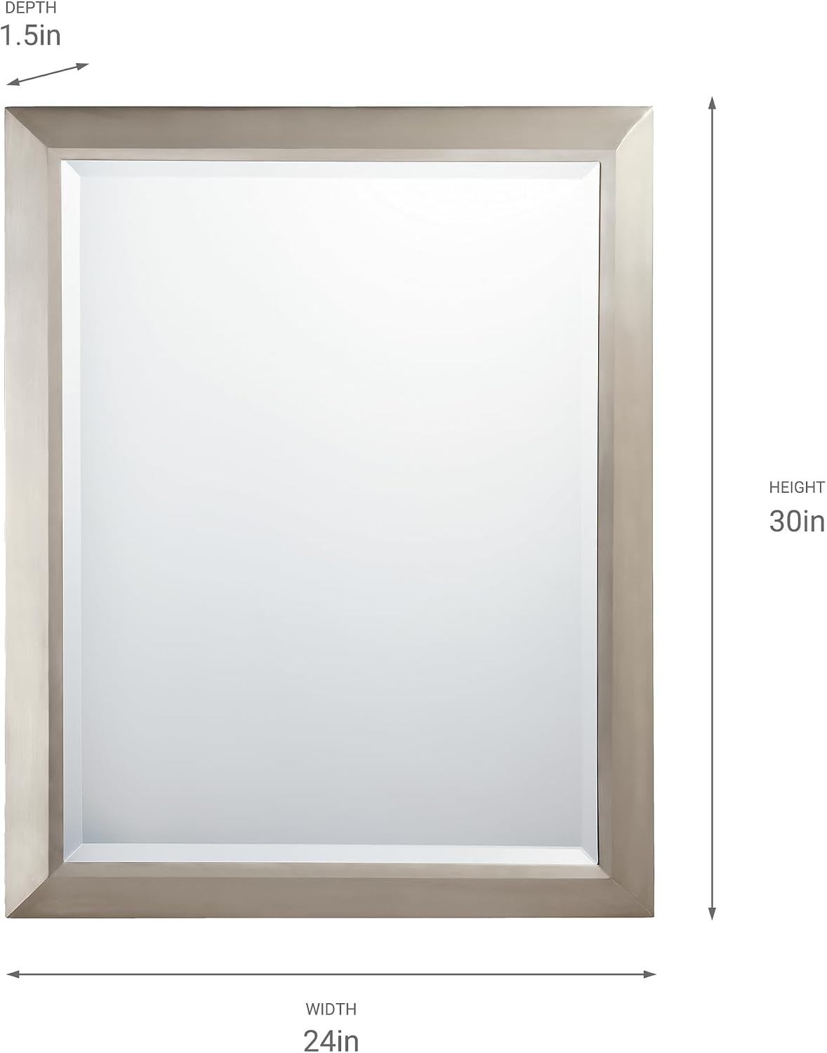 Kichler 30' Rectangular Wall Mirror in Brushed Nickel, (24' W x 30' H), 41011NI