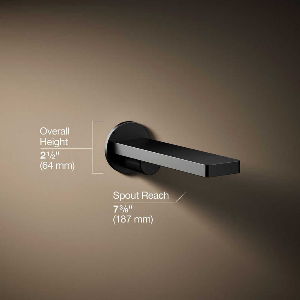 Kohler 73120-BL Composed Wall-Mount Non-Diverter Bath Spout, Matte Black