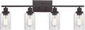MELUCEE 4 Lights Wall Sconce Lighting Oil Rubbed Bronze Finished with Clear Glass, Bathroom Vanity Light Fixtures Wall Lights Bedroom Porch Kitchen Living Room (Patent No.: US D963914 S)