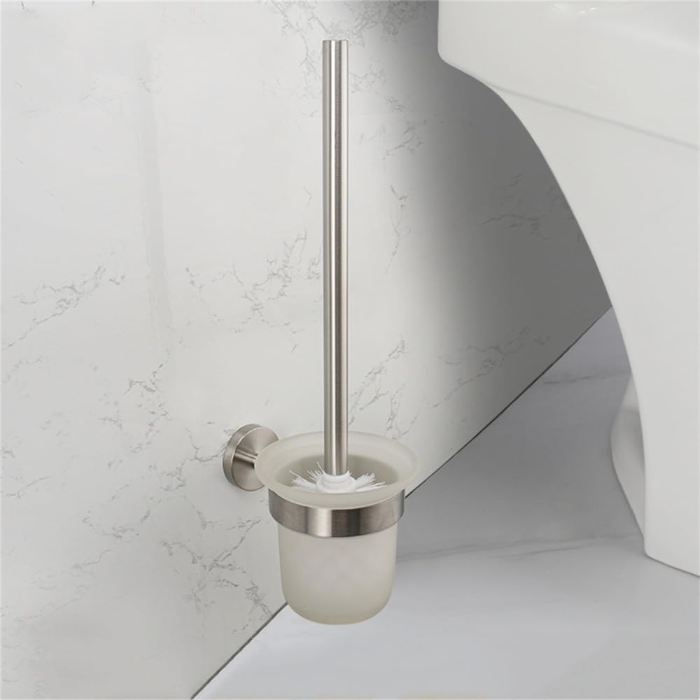 Towel Rack Bathroom Accessories, Brushed Nickel, Towel Rack, Hooks, Towel Holder, Shelf, Roll Paper Holder, Toilet Brush, Soap Dish, Glass Shelf, Double Hook (Toilet Brus