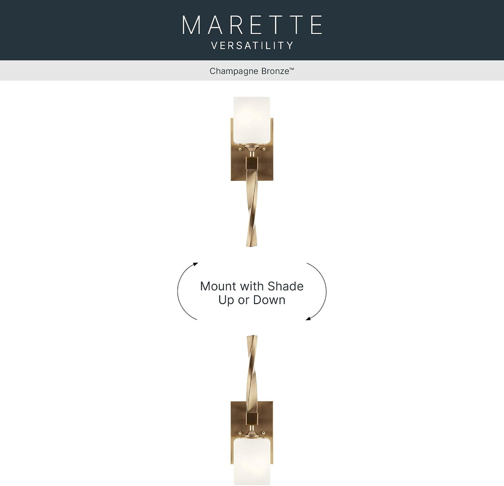 Kichler Marette Light Sconce, 5 inch 1 Light Sconce in Champagne Bronze, (16.25' H x 5.75' D x 5' W), 55000CPZ