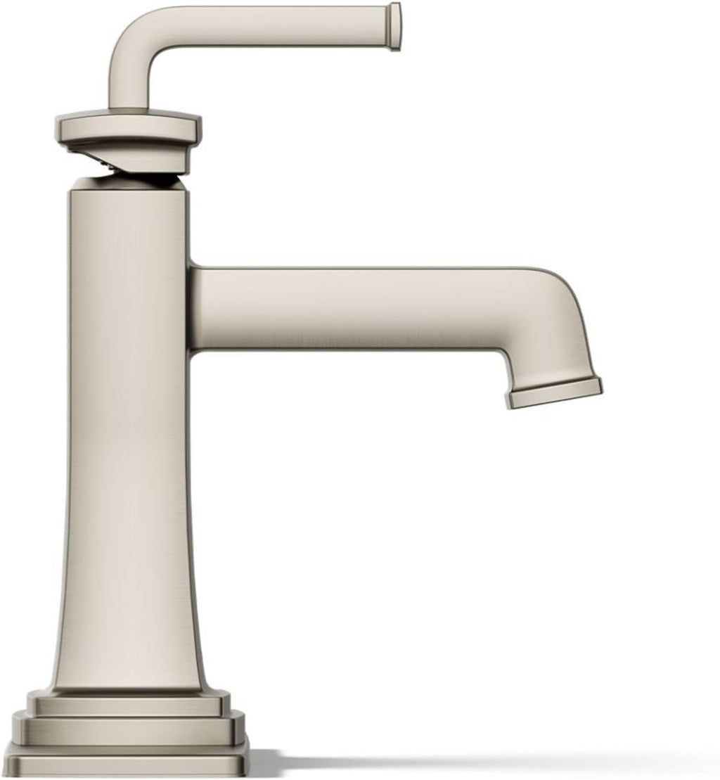 KOHLER K-27400-4K-BN Riff Single-Handle Bathroom Sink Faucet, Single-Hole Faucets with Clicker Drain, 1.0 GPM, Vibrant Brushed Nickel