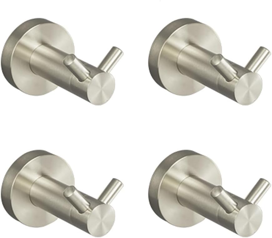 Brushed Nickel Stainless SteelTowel Bar Wall-Mounted Bathroom Accessories Soap Dish Hand Towel Holder Toilet Tissue Box Cover,4 PCS Double Hook