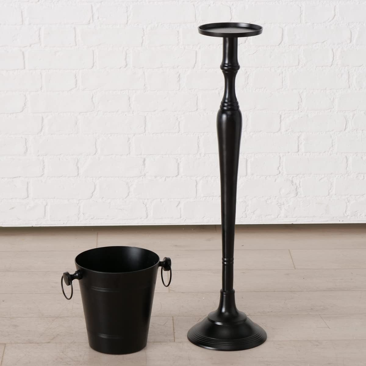 WHW Whole House Worlds Old World Luxurious Grand Hotel Champagne Bucket with Tall Stand, Black Finished Aluminum, 42.5 Inches Tall, 2 Piece Set