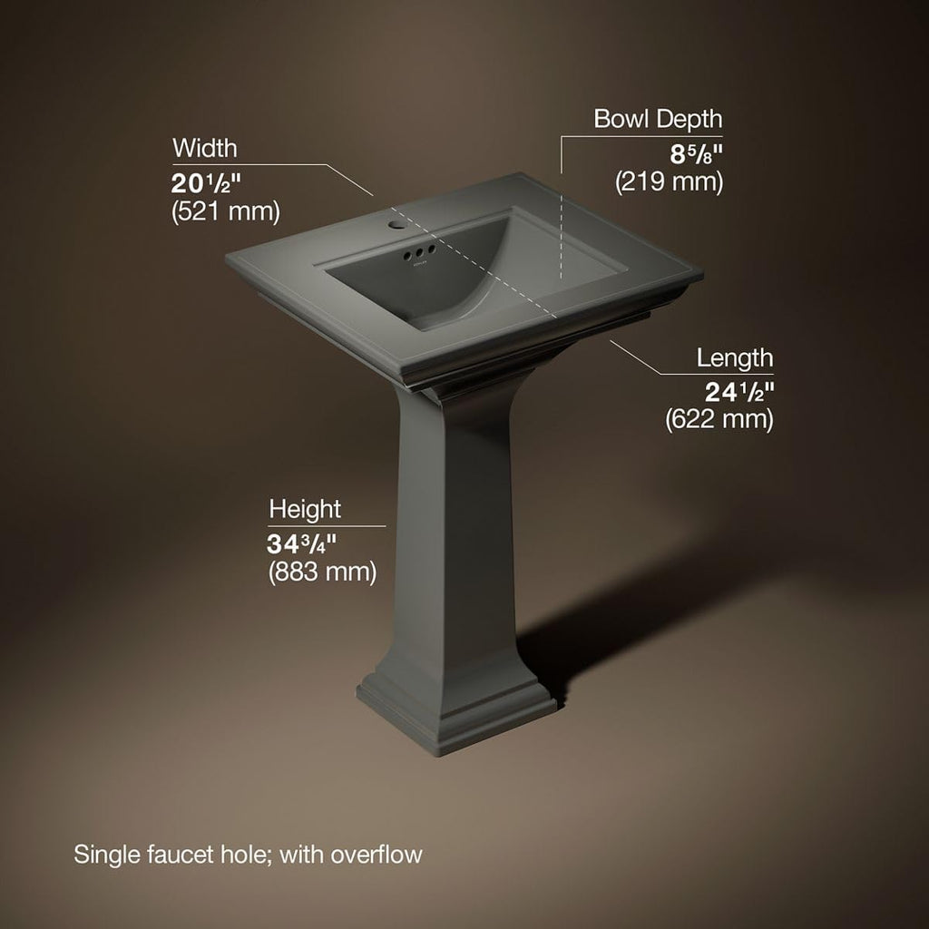 KOHLER Memoirs Stately 24' Pedestal bathroom sink with single faucet, White