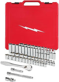 48-22-9008 for Milwaukee 3/8' Drive 56 Piece Ratchet & Socket Set - SAE & Metric - Silver