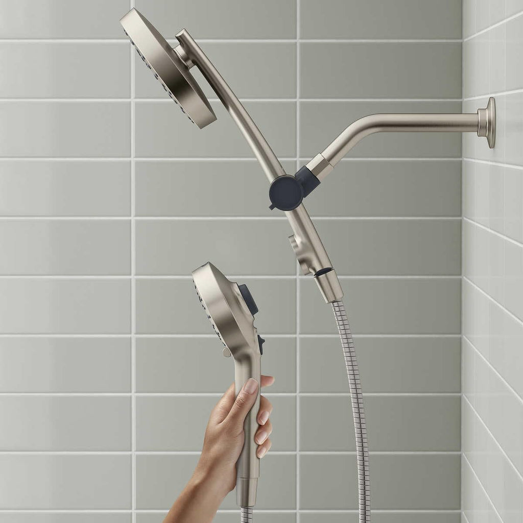 Kohler Prone 3-in-1 Combo Multifunction Shower Head with PowerSweep - ScratchShield Technology - Powerful Massage Spray (Brushed Nickel)