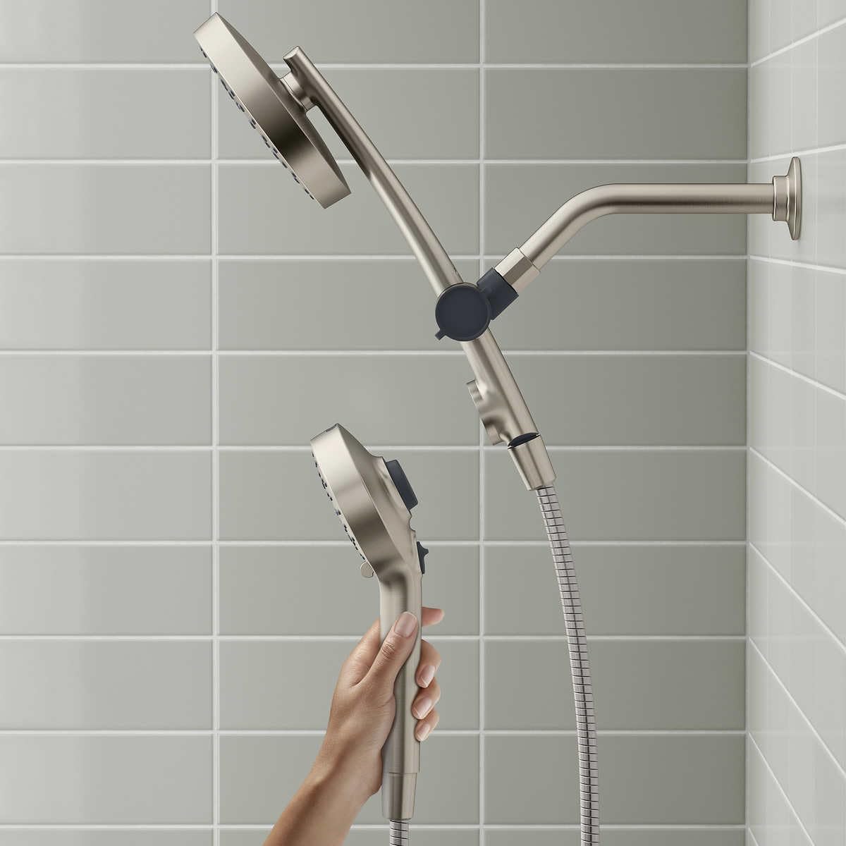Kohler Prone 3-in-1 Combo Multifunction Shower Head with PowerSweep - ScratchShield Technology - Powerful Massage Spray (Brushed Nickel)