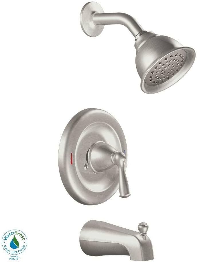 Moen Tub and Shower Faucet 1 Handle Banbury Brushed Finish Nickel Material