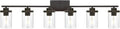 Oil Rubbed Bronze Bathroom Vanity Lights 6 Light, Bronze Vanity Lighting Fixtures with Glass Shade,Industrial Bathroom Light Fixtures Wall Sconces Lights for Kitchen Living Room Hallway
