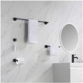 KIBI Circular 5-Piece Bathroom Hardware Set – Towel Bar, Towel Ring, Toilet Paper Holder & 2 Robe Hooks – Wall Mounted Solid Brass Bathroom Accessories Set – Rust-Resistant Matte Black