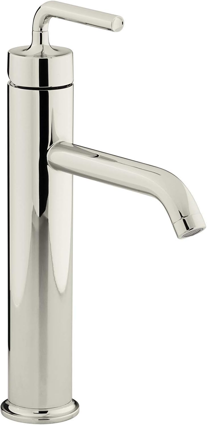 KOHLER K-14404-4A-SN Purist® Tall Single-Handle Bathroom Sink Faucet, Straight Lever Handle, 1.2 GPM, Vibrant Polished Nickel