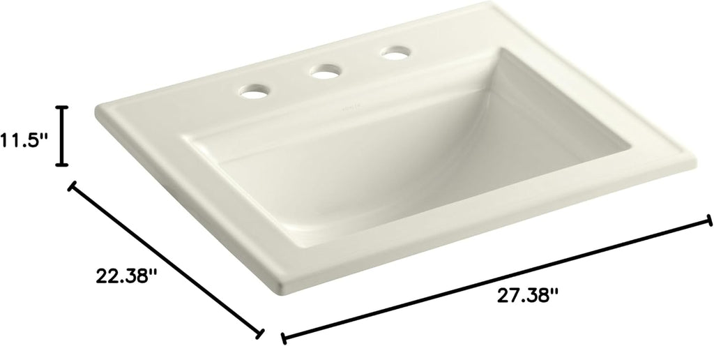 Kohler 2337-8-96 Memoirs® Stately 22-3/4' rectangular drop-in bathroom sink, Biscuit