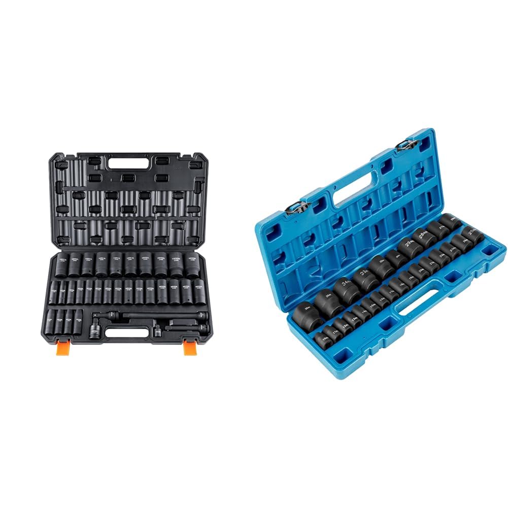 VEVOR 1/2' Drive Impact Socket Set & Impact Socket Set 1/2 Inches 26 Piece Impact Sockets