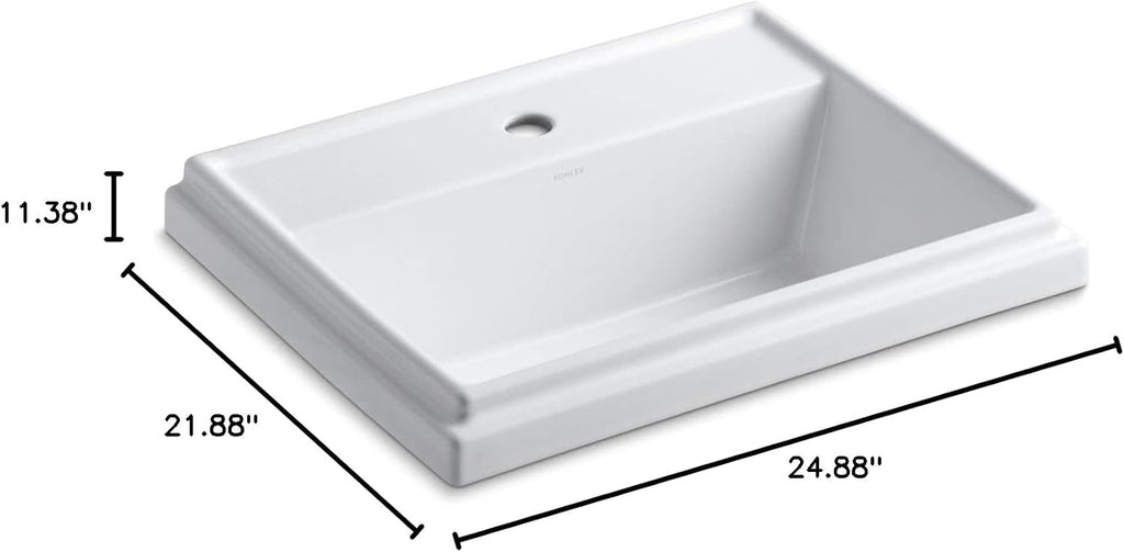 KOHLER Tresham® Rectangular drop-in bathroom sink with single faucet hole