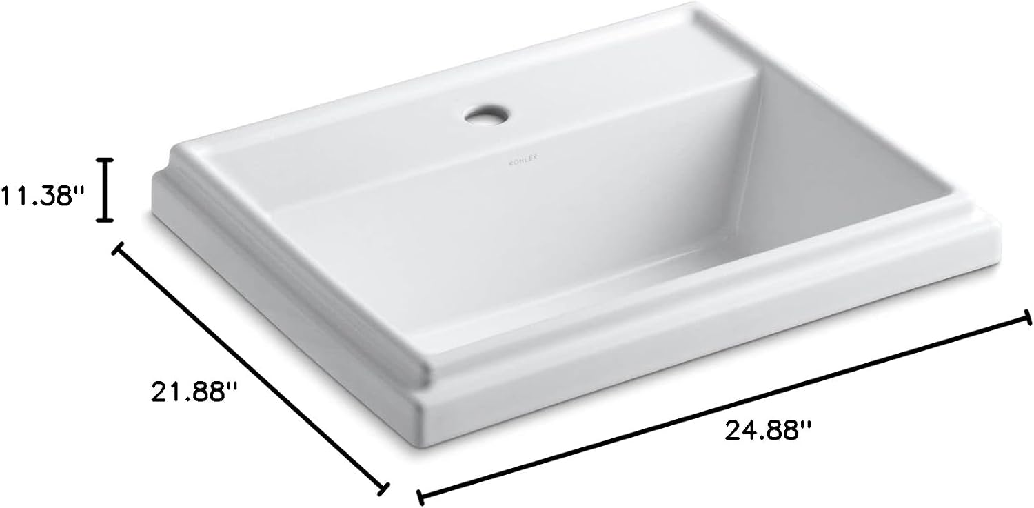 KOHLER Tresham® Rectangular drop-in bathroom sink with single faucet hole